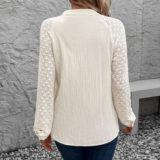 Damen Verspielte Bluse mit Spitzenärmeln Shop Nory