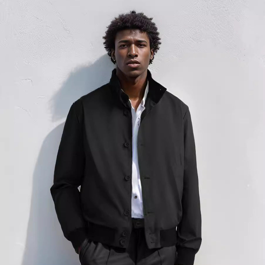 Herren Leichter Blouson mit Stehkragen, Knopfleiste und gerippten Bündchen Shop Nory