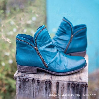 Damen Slouch‑AnklShop Noryoots aus Leder mit seitlichem Reißverschluss und niedrigem Blockabsatz Shop Nory
