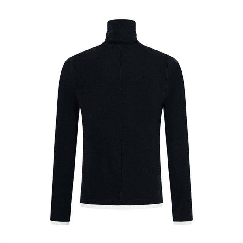Herren Slim-Fit Rollkragen-Feinstrickshirt mit Melange-Jersey und Stretch Shop Nory