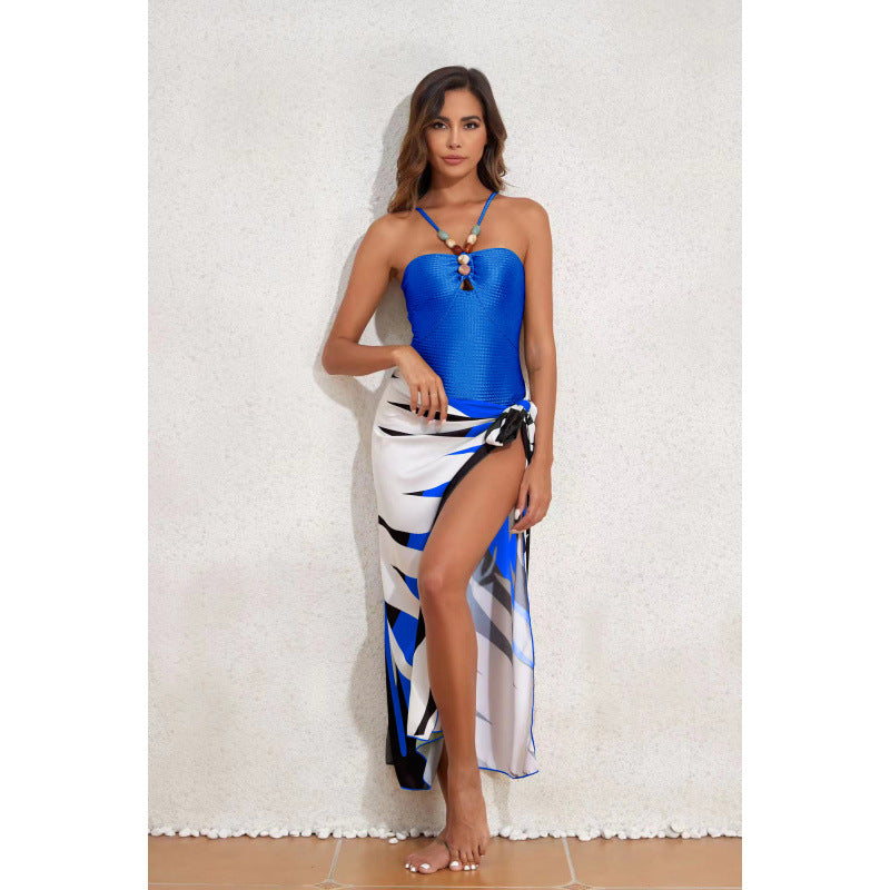 Damen Bandeau-Badeanzug mit asymmetrischem Rock