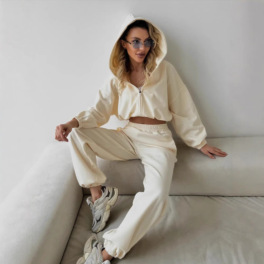 Damen lässiges Lounge-Set mit Hoodie und weiten Hosen