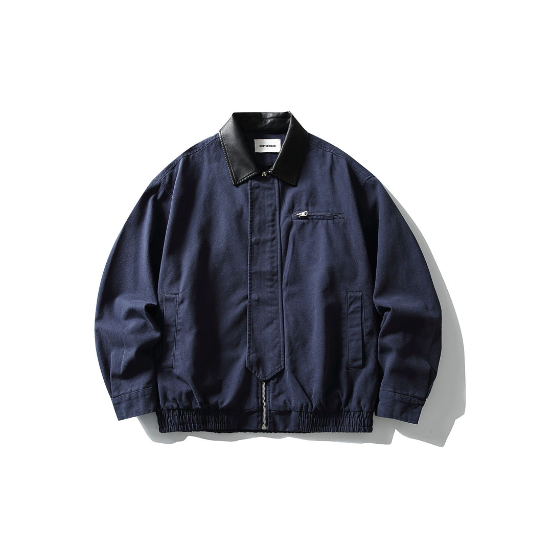Herren Kurz geschnittener Boxy‑Blouson mit kontrastierendem Lederkragen Shop Nory
