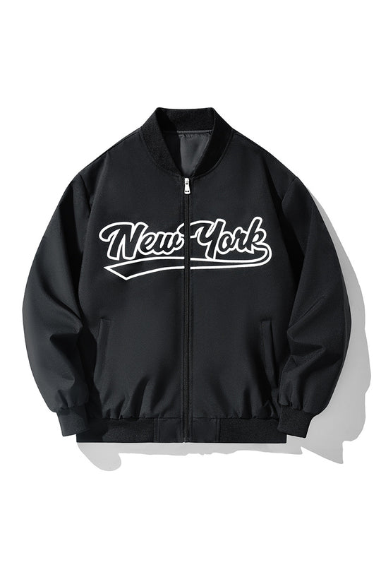 Herren Bomberjacke im College-Stil mit Script-Frontprint und Rippbündchen Shop Nory