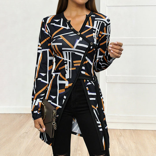 Damen Modischer Oversized Cardigan mit grafischem Muster Shop Nory