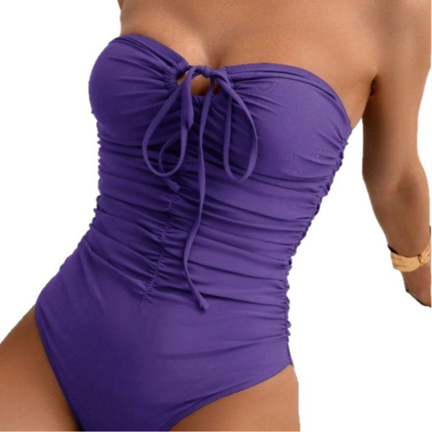 Damen Bandeau Badeanzug mit stylishen Raffungen