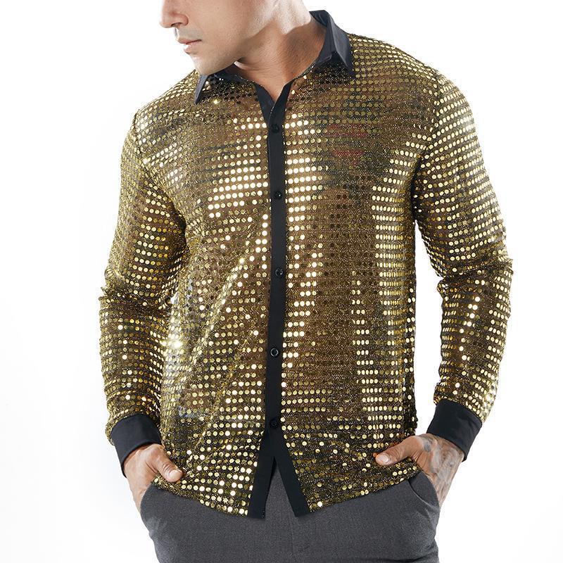 Herren Glänzendes Partshirt mit Strassmotiven