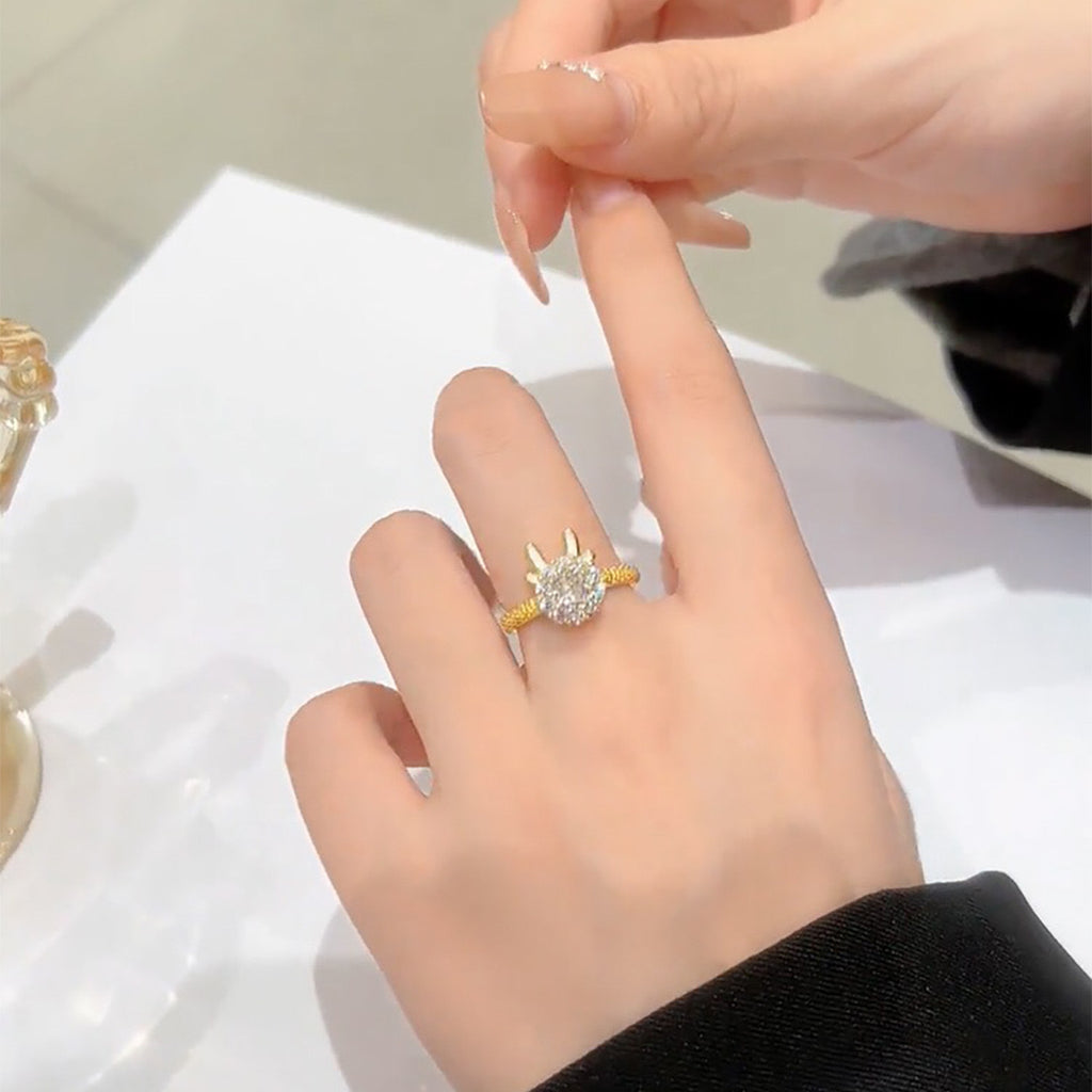 Verstellbarer texturierter Ring für Damen mit Herzakzent Shop Nory