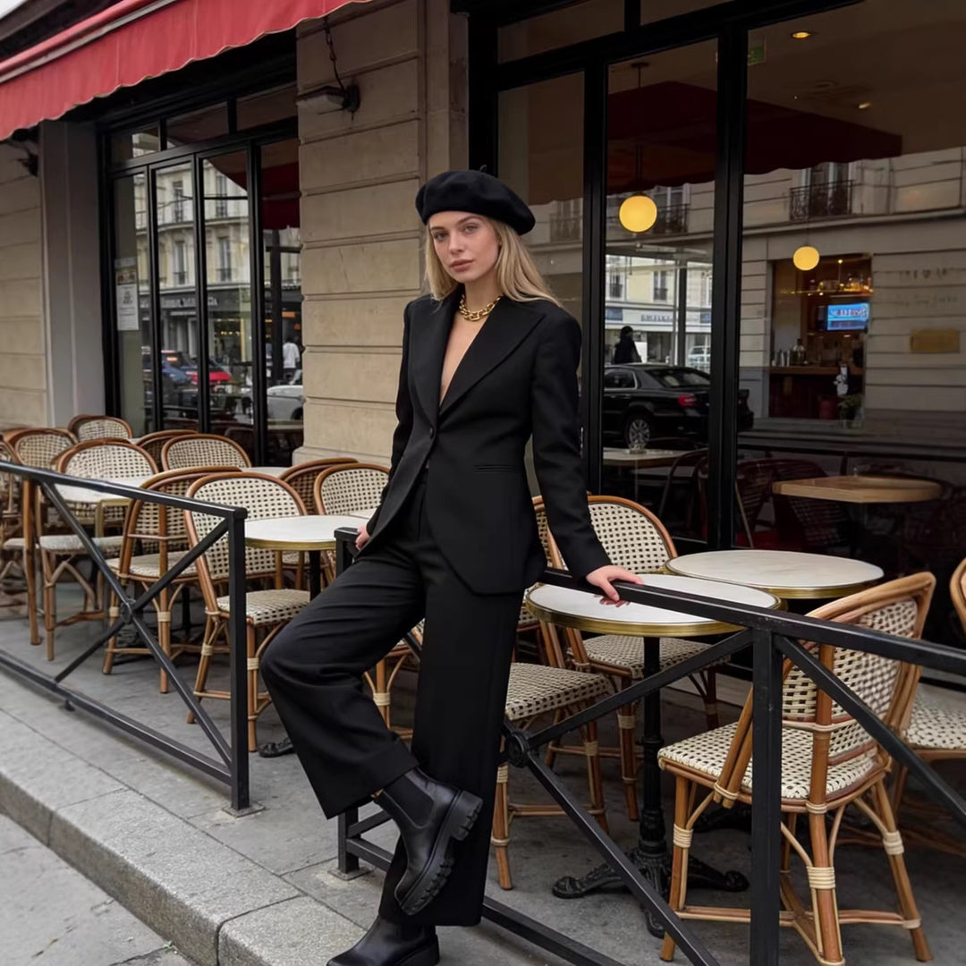 Damen Maßgeschneiderter Ein-Knopf-Blazer mit extra weitem Schalkragen und schmaler Silhouette Shop Nory