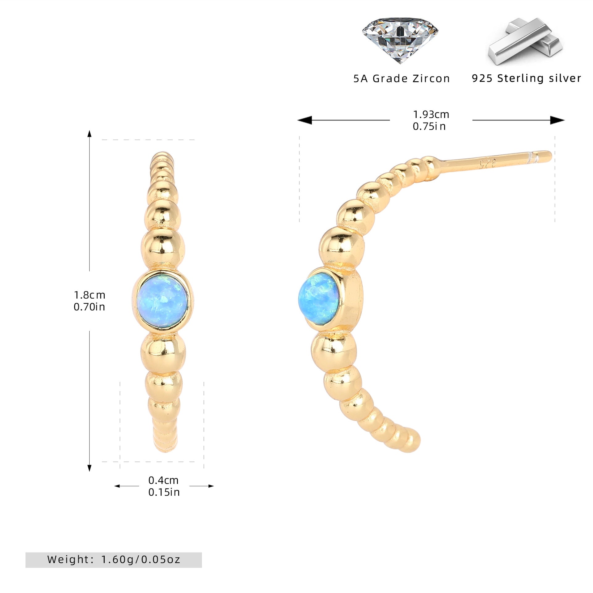 Damen Ohrringe mit funkelndem Opal und 925 Sterling Silber Shop Nory