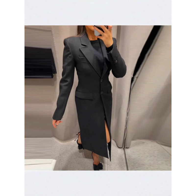 Damen Eleganter Longblazer mit schmaler Silhouette und klassischen Details