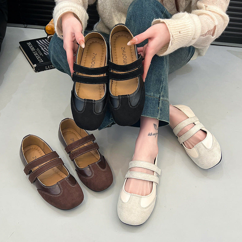 Damen Ballerina-Schuhe mit doppelt verstellbarem Riemen Shopnory