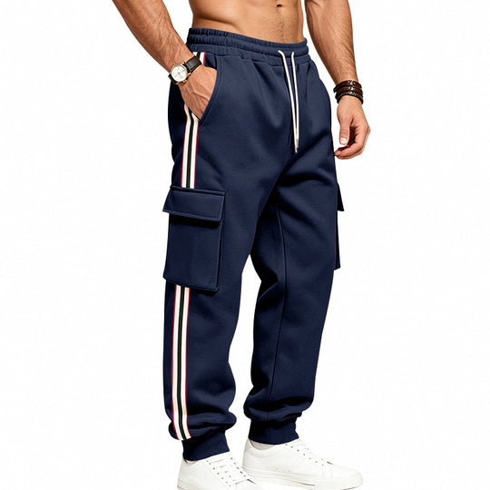 Herren Cargo-Jogginghose aus Baumwoll-Sweat mit seitlichen Kontraststreifen und Kordelzug Shop Nory