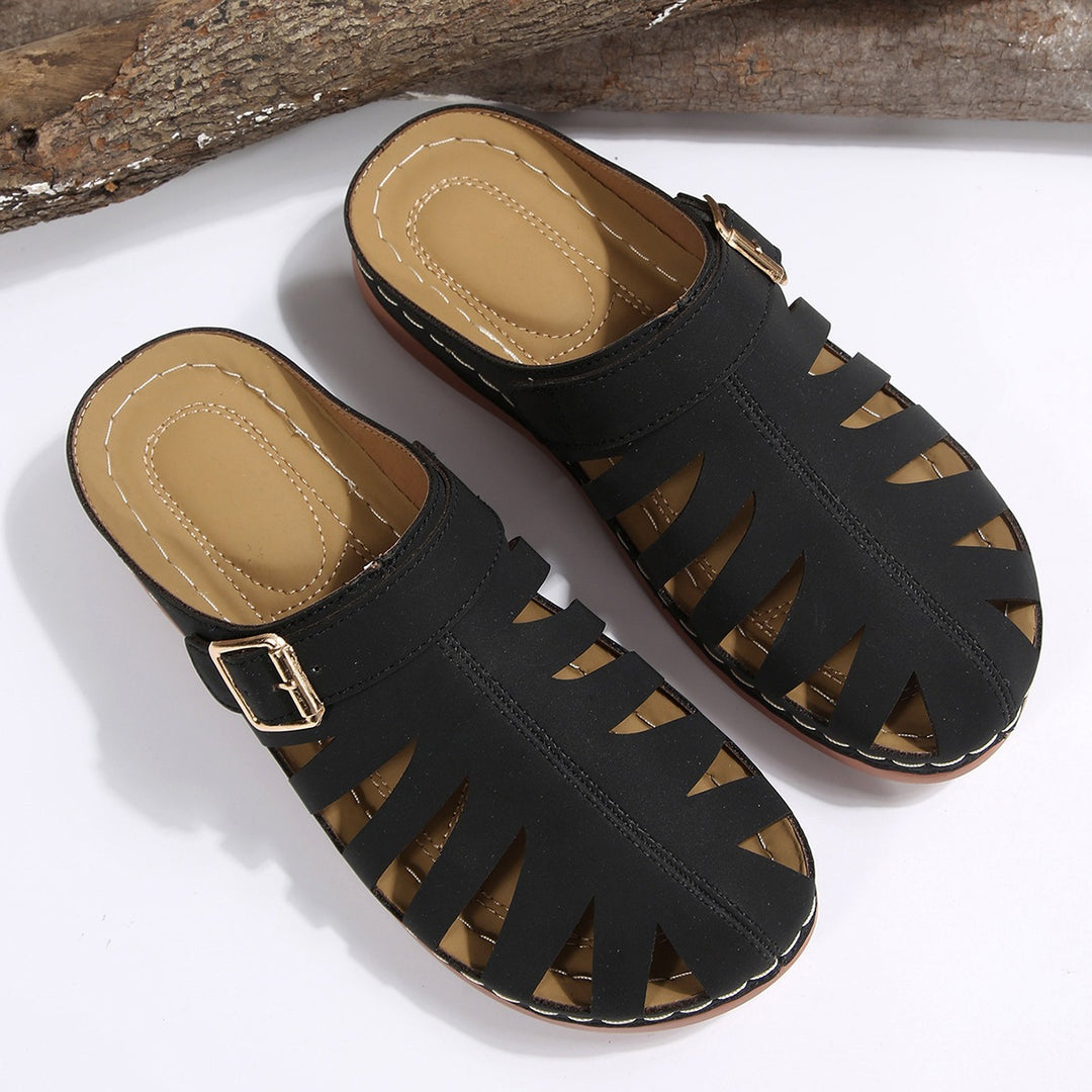Damen Geschlossene Riemen-Pantoletten mit Cut-Outs und verstellbarer Schnalle Shop Nory