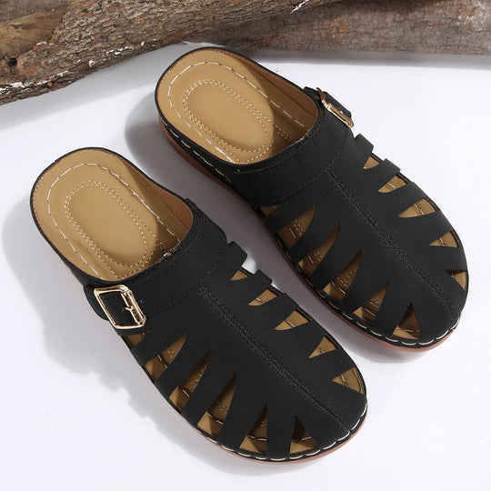 Damen Geschlossene Riemen-Pantoletten mit Cut-Outs und verstellbarer Schnalle Shop Nory