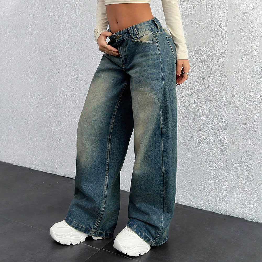 Damen Baggy-Jeans mit weitem Bein und Vintage-Waschung Shop Nory