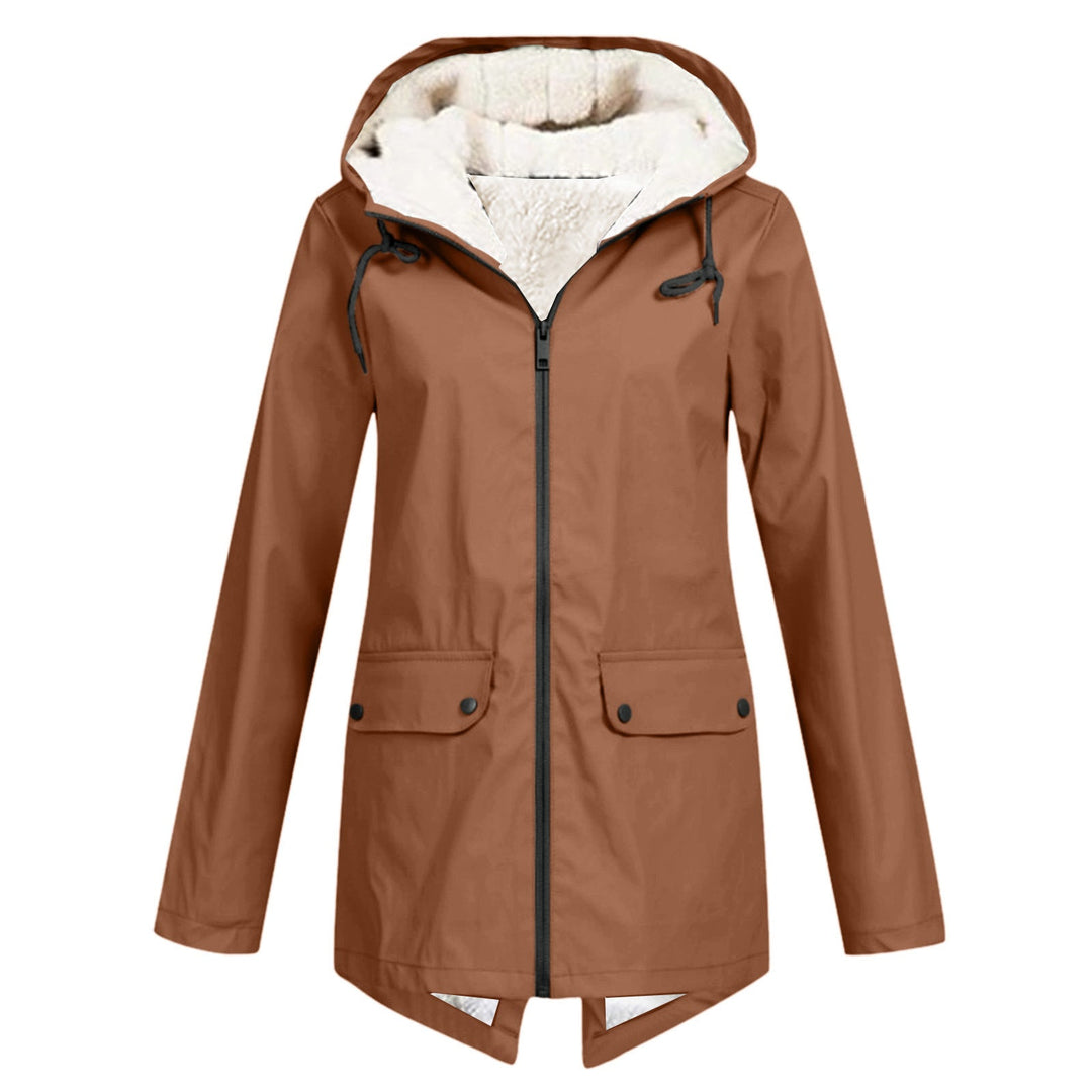 Damen wetterfeste und gefütterte Regenjacke mit verstellbarem Kapuzenkragen