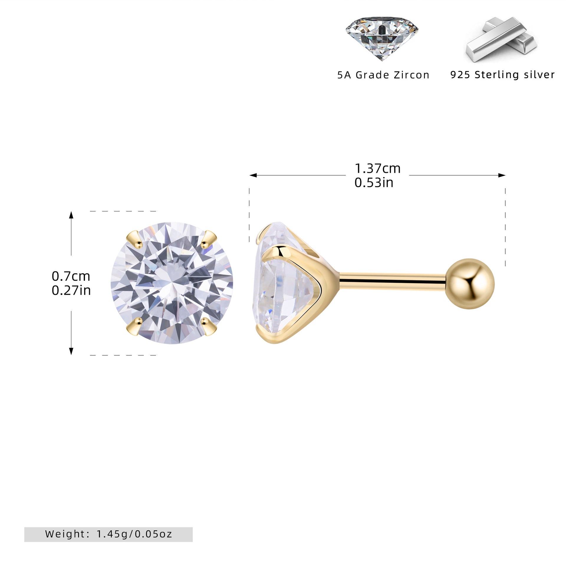 Damen Ohrstecker mit funkelndem Zirkon und hochwertigem 925 Sterling Silber Shop Nory