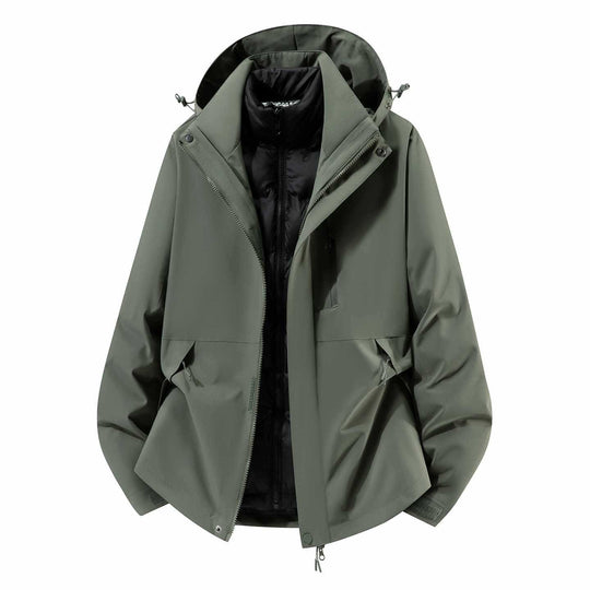 Herren Wasserfeste dreiteilige Winterjacke mit abnehmbarer Daunen-Innenjacke und Kapuze Shop Nory