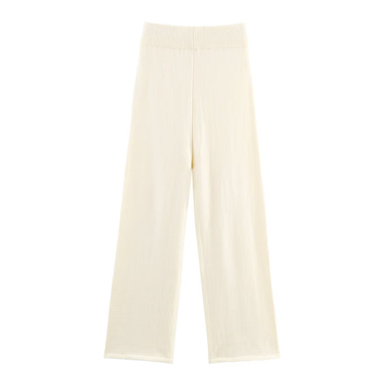 Damen Zweiteiliges Feinstrick-Set mit Schalkragen-Cardigan und High‑Waist Weitbein‑Hose Shop Nory