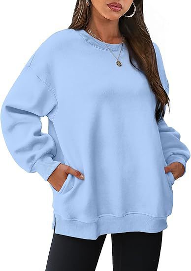 Damen nan lässiger Oversize-Sweatpullover mit seitlichen Eingrifftaschen, geripptem Saum und überschnittener Schulter Shop Nory