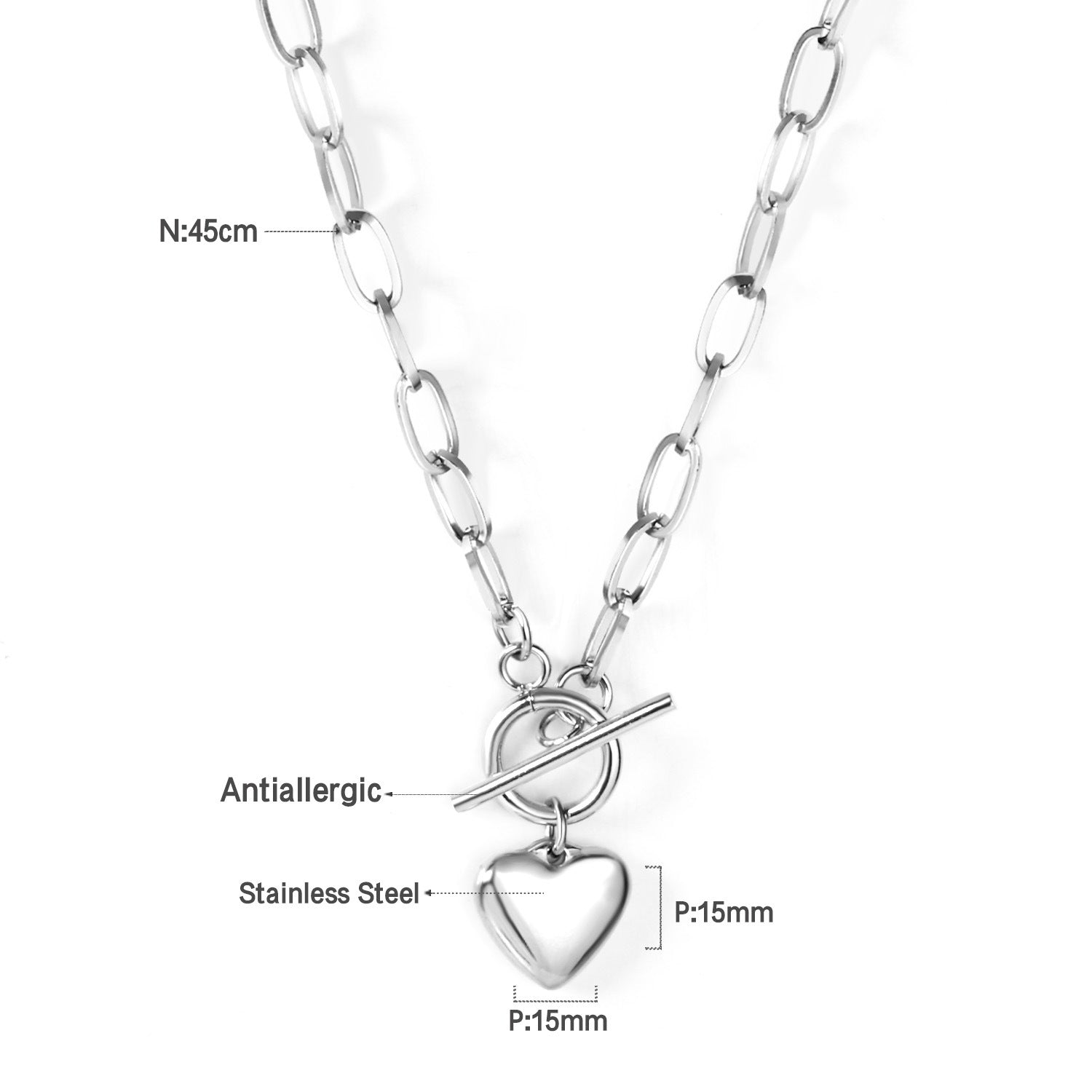 Damen Halskette mit herzförmigem Anhänger aus Edelstahl und modischem Kettendesign Shop Nory