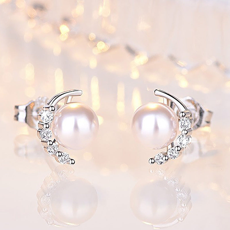 Damen Ohrringe mit eleganter Perle und funkelndem Zirkonia-Besatz Shop Nory