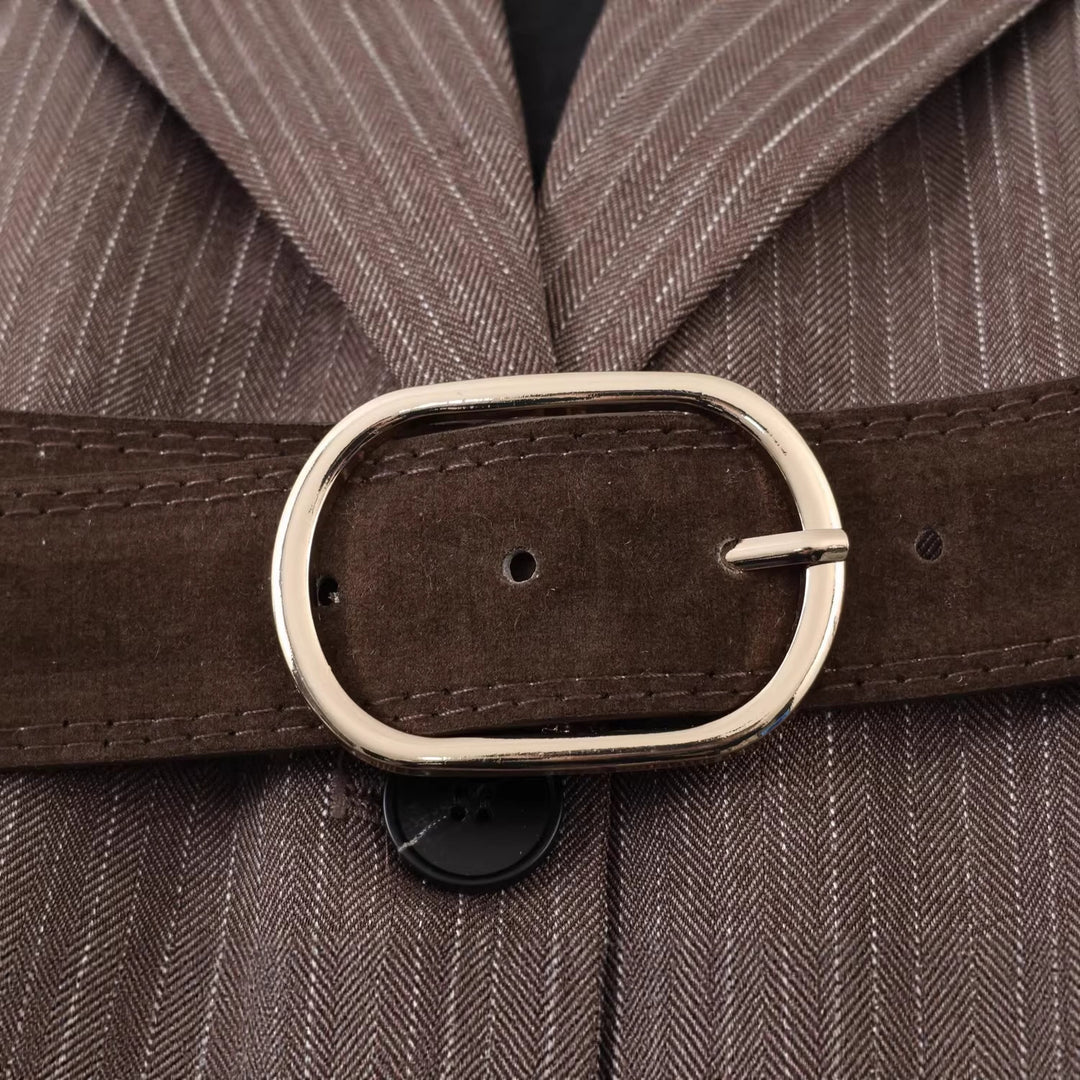 Damen Taillierter Nadelstreifen-Blazer mit abnehmbarem Gürtel Shop Nory