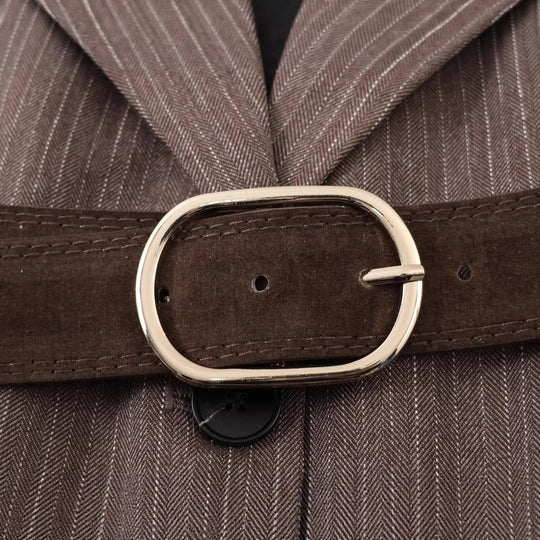 Damen Taillierter Nadelstreifen-Blazer mit abnehmbarem Gürtel Shop Nory