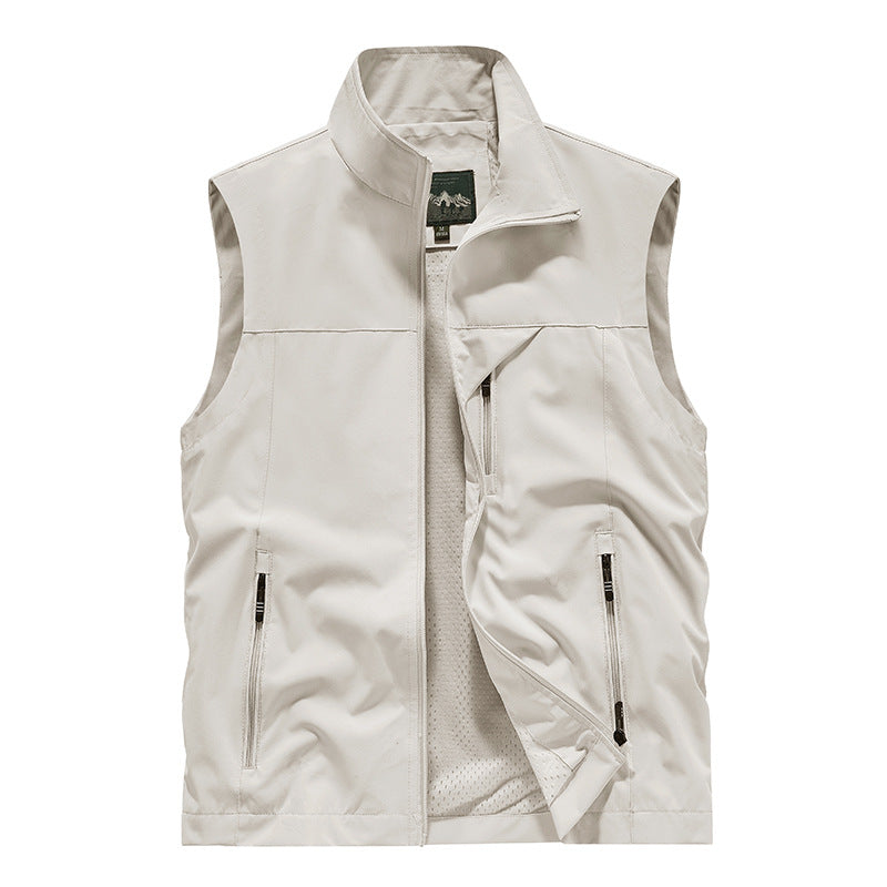 Herren Atmungsaktive Softshell-Utilityweste mit hohem Stehkragen, wasserabweisender Außenlage und mehrfachen Reißverschlusstaschen Shop Nory