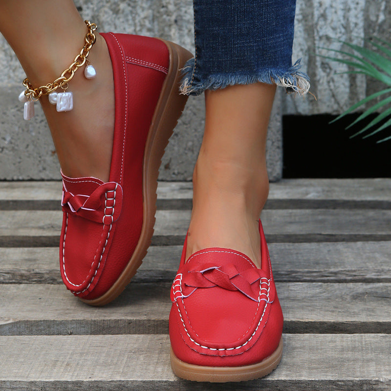 Damen Mokassin Schuhe mit eleganten Flecht-Details