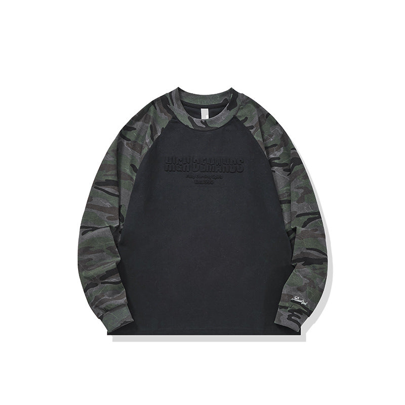 Unisex Oversize-Sweatshirt mit Camouflage-Raglanärmeln und geprägtetem Frontlogo Shop Nory