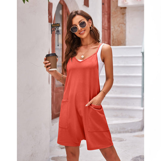 Damen sportlicher Jumpsuit mit praktischen Taschen und weitem Schnitt