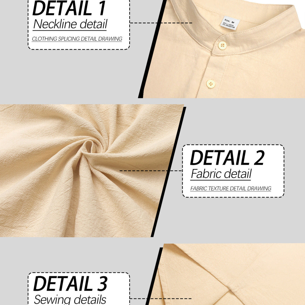 Herren nan Nehru-Kragen-Henley aus Baumwollstretch mit verdeckter Knopfleiste und schmaler Passform