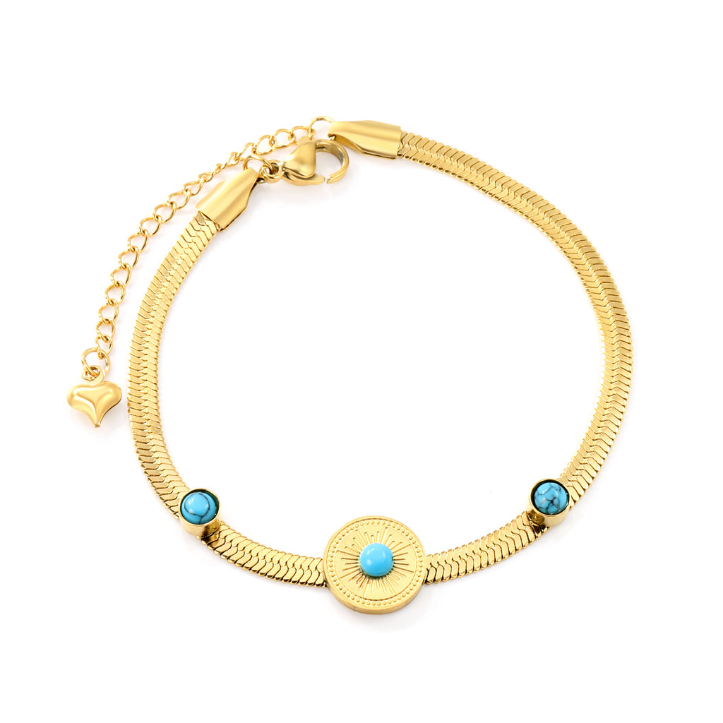 Damen elegante Armbanduhr mit turquoise Akzenten Shop Nory