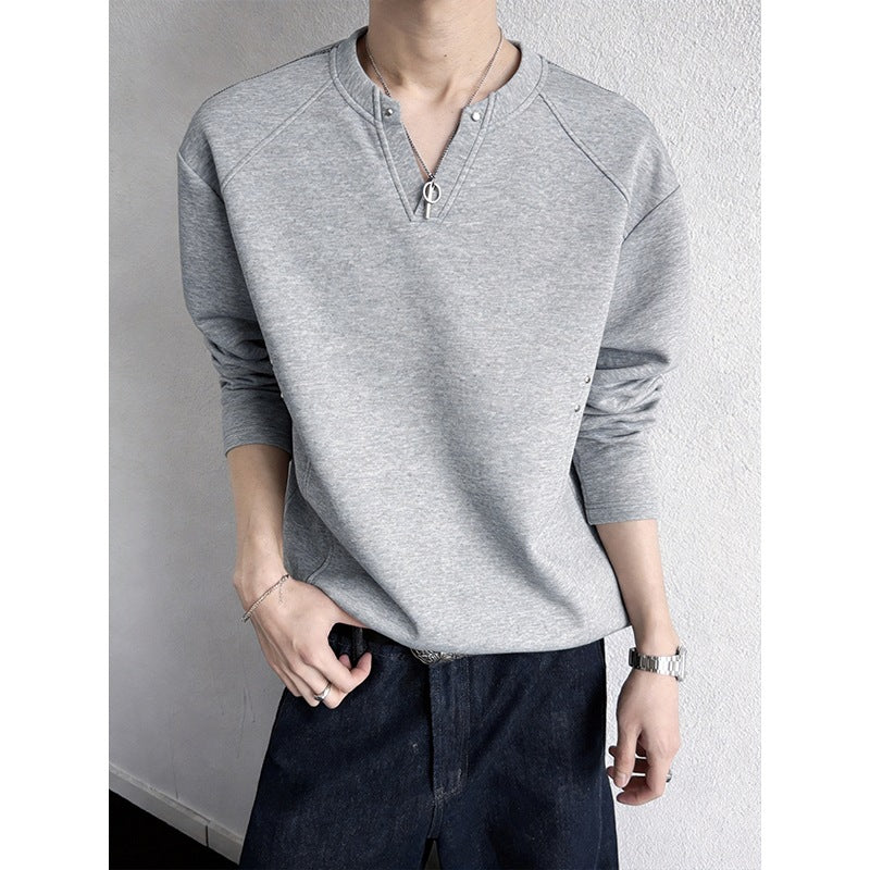 Herren Oversize-Sweatshirt mit V‑Schlitz, Raglanärmeln und Nieten-Details Shop Nory