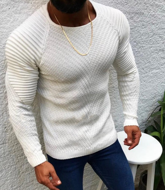 Herren strukturierter Slim-Fit Raglanpullover aus feinem Rippen- und Waffelstrick Shop Nory