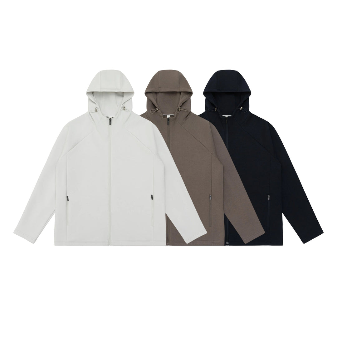Unisex Minimalistische Kapuzen‑Zipjacke aus Softshell‑Fleece mit Raglanärmeln und wasserabweisenden Reißverschlusstaschen Shop Nory