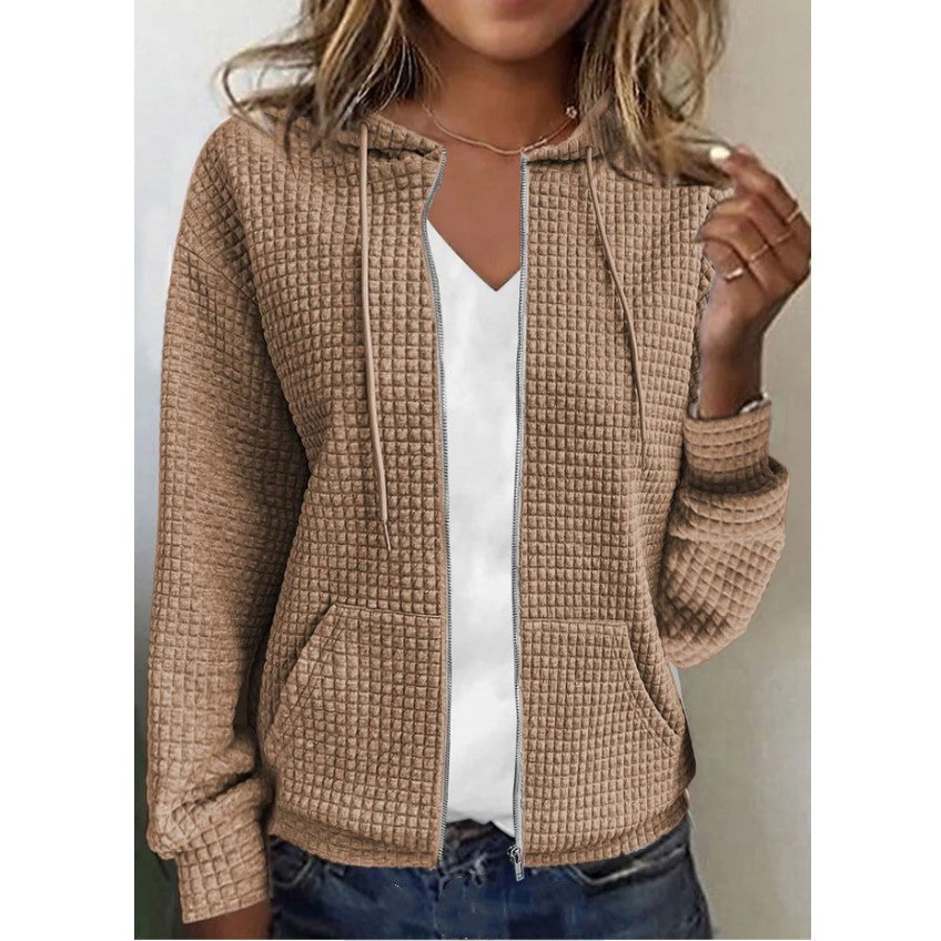 Damen Kapuzenjacke mit Waffelstruktur, Reißverschluss und Eingrifftaschen Shop Nory
