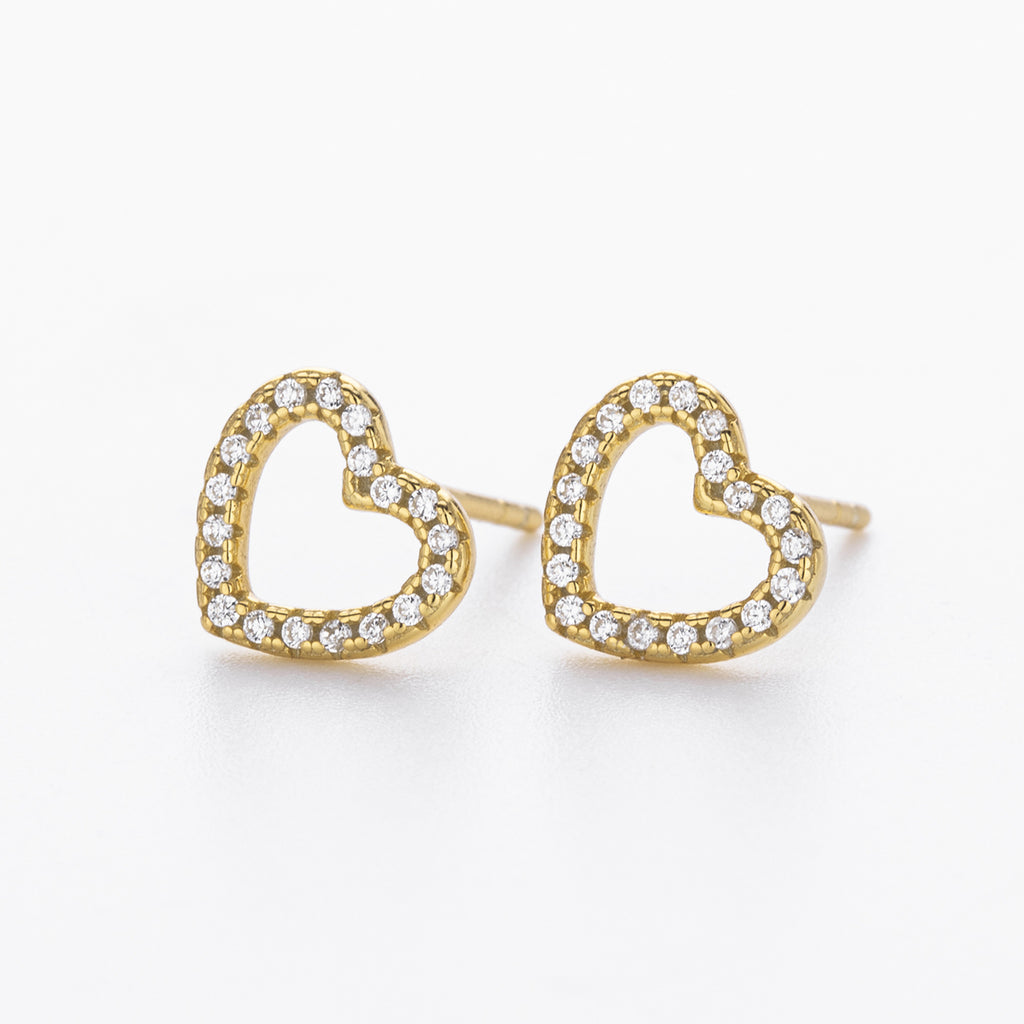 Damen Ohrstecker in Herzform mit luxuriösem Zirkonbesatz aus 925 Sterling Silber Shop Nory
