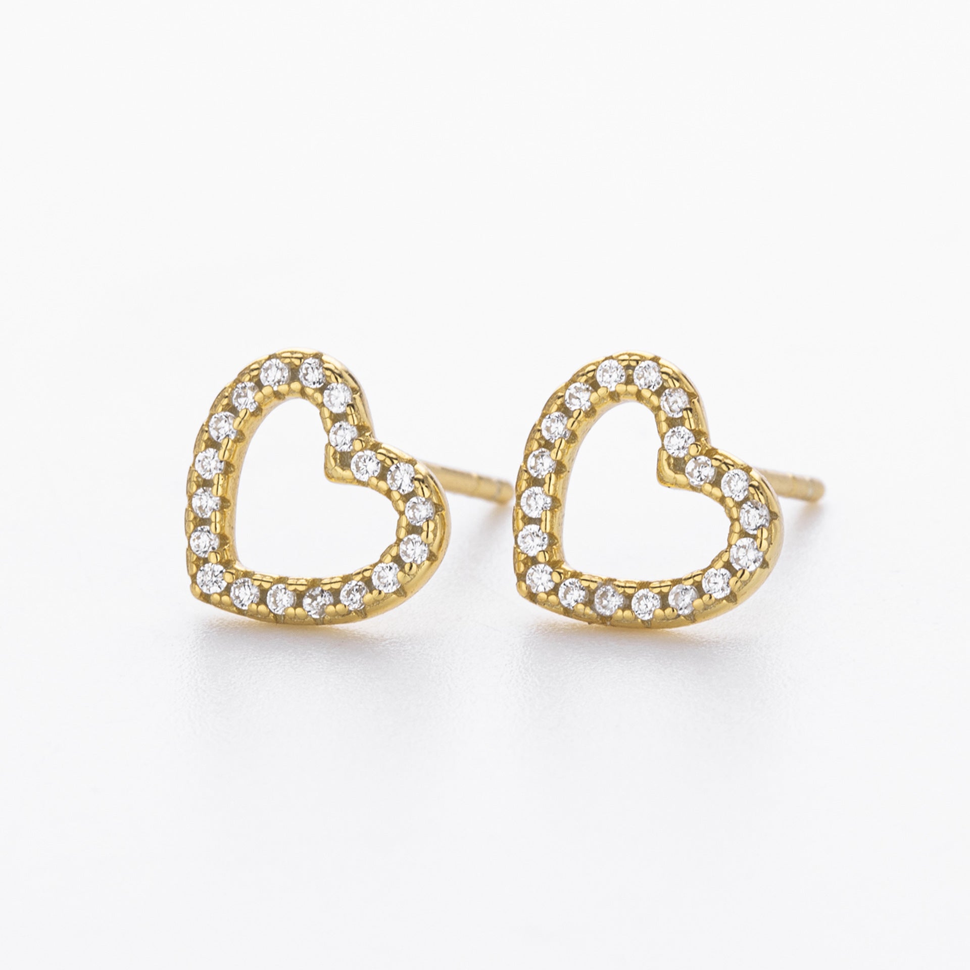 Damen Ohrstecker in Herzform mit luxuriösem Zirkonbesatz aus 925 Sterling Silber Shop Nory