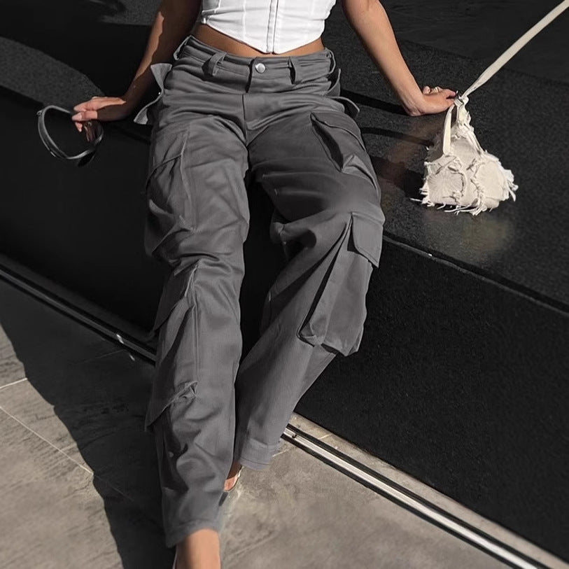 Damen Cargo-Hose mit breitem Schnitt und funktionalen Taschen