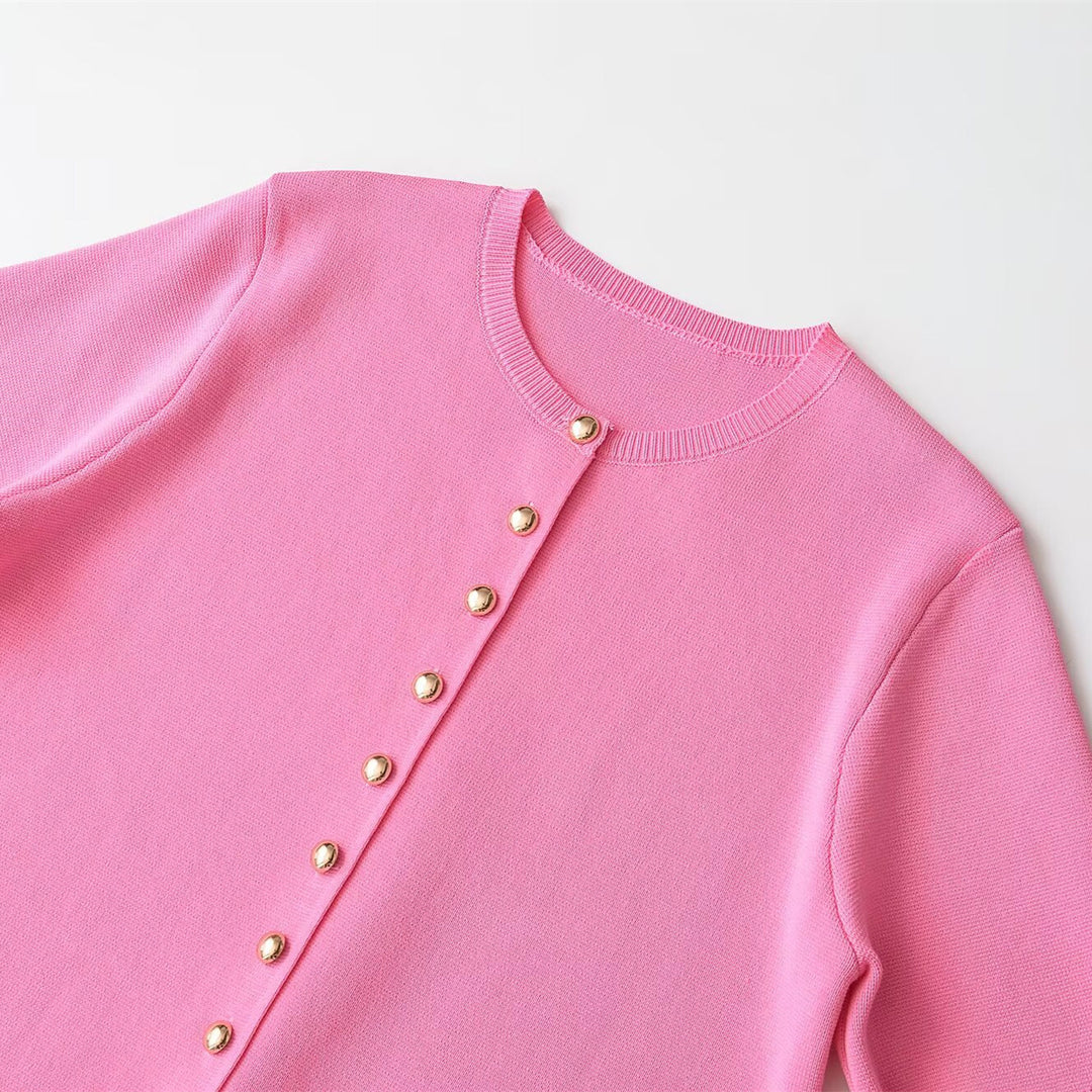 Damen nan Feinstrick-Cardigan mit kurzen Ärmeln und Zierknopfleiste Shop Nory