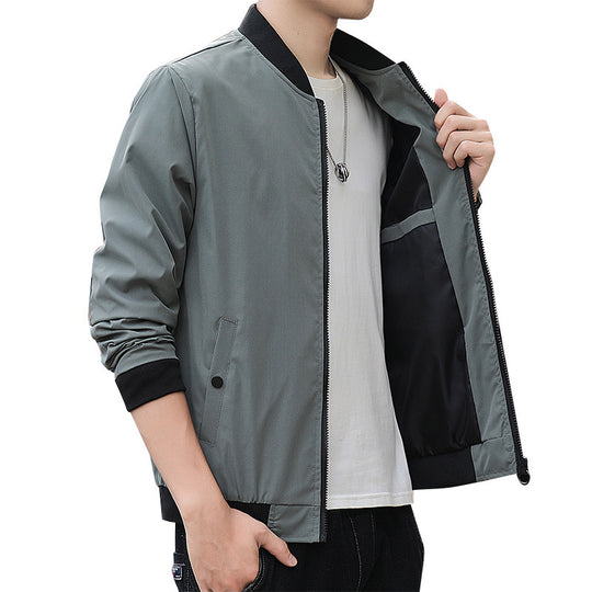 Herren Minimalistische Leichte Bomberjacke mit mattierter Microfaser-Außenlage und kontrastierendem Reißverschluss Shop Nory