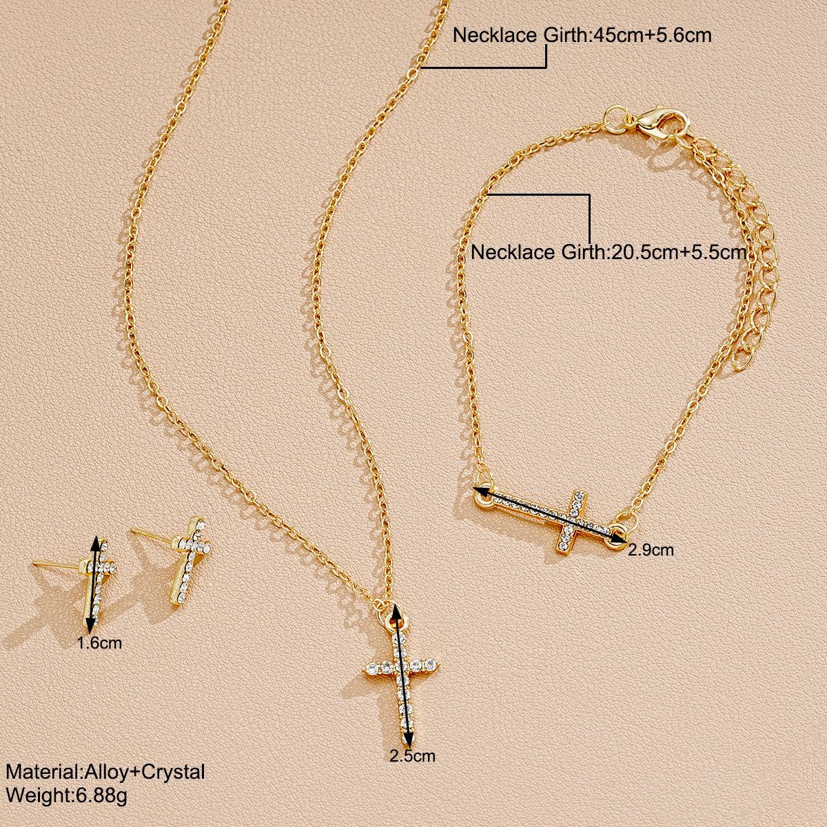 Damen Schmuckset mit funkelnden Kreuzanhängern Shop Nory