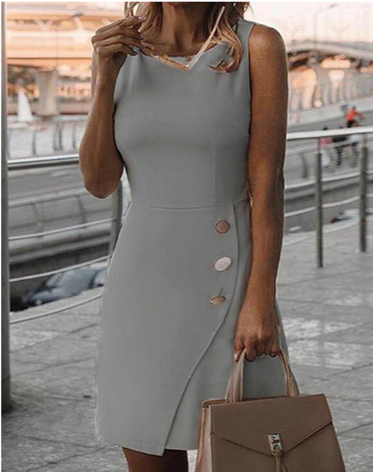 Damen Elegantes Etui-Kleid mit Knopfdetail