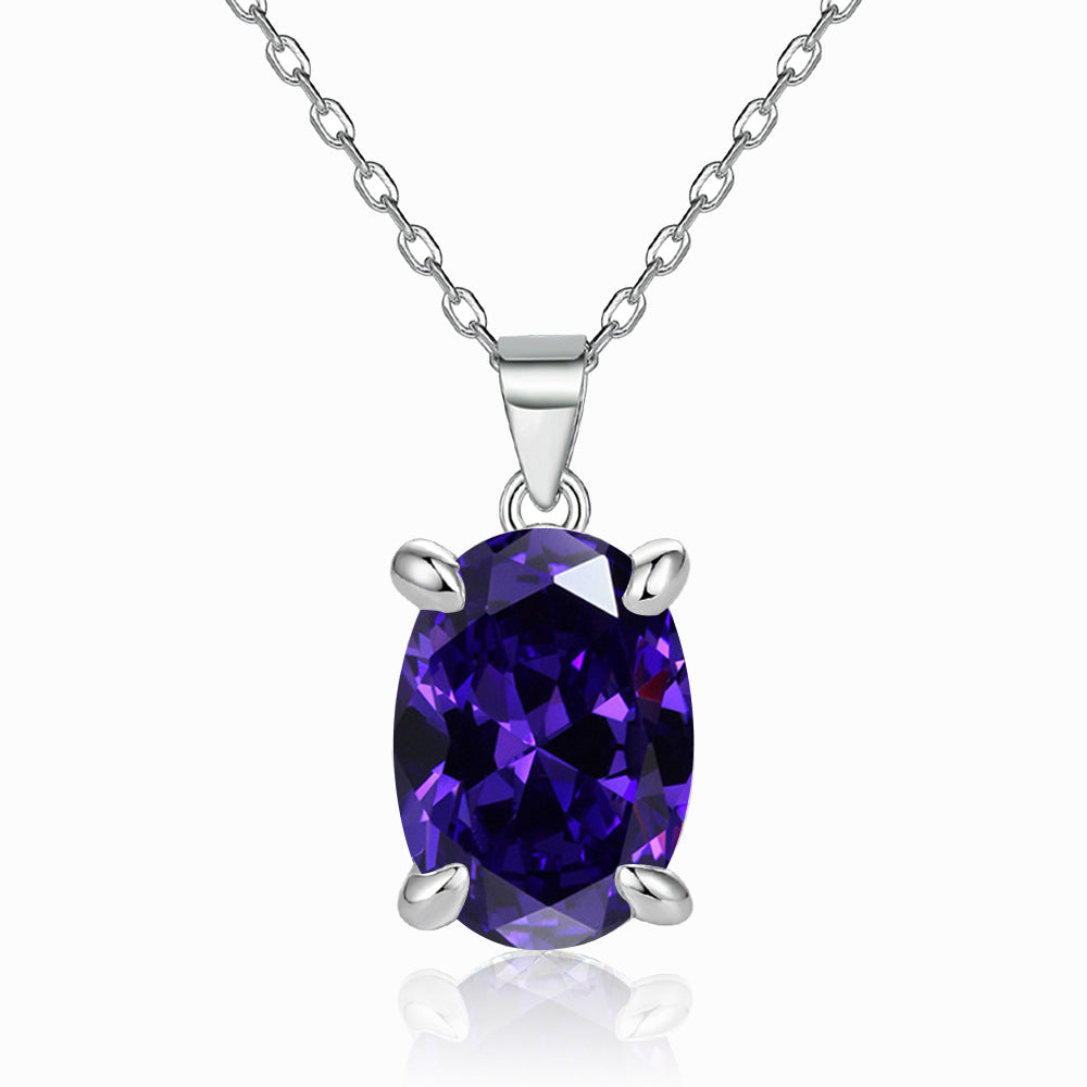 Damen Anhänger-Halskette mit ovalem, tiefgrünen Edelstein und hochwertiger Silberfassung Shop Nory