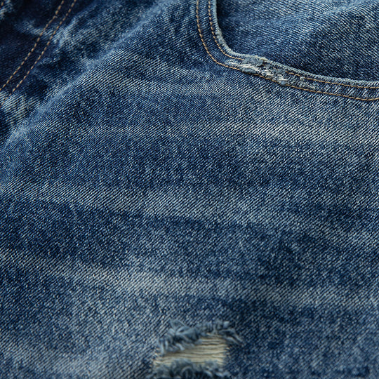 Damen High‑Waist weit geschnittene Jeans im Used‑Look mit Knopfverschluss und dezenten Rissen Shop Nory
