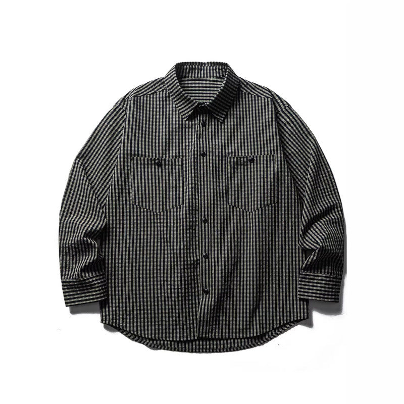 Herren Oversize-Karo-Hemd aus strukturierter Baumwollmischung mit Brusttaschen Shop Nory