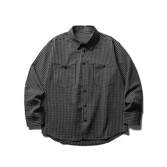 Herren Oversize-Karo-Hemd aus strukturierter Baumwollmischung mit Brusttaschen Shop Nory